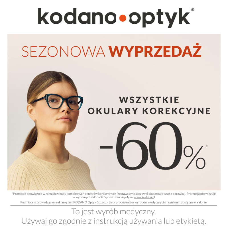 Podstawowa grafika wpisu:Sezonowa wyprzedaż! WSZYSTKIE okulary korekcyjne 60% taniej!