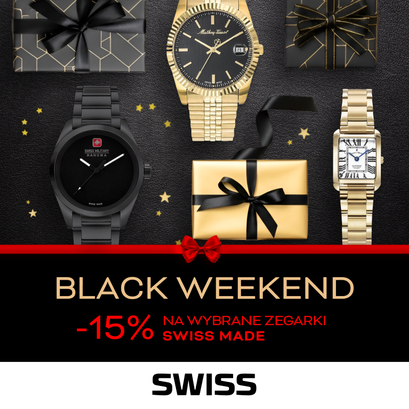 Podstawowa grafika wpisu:Black Weekend w SWISS: -15% na wybrane zegarki Swiss Made