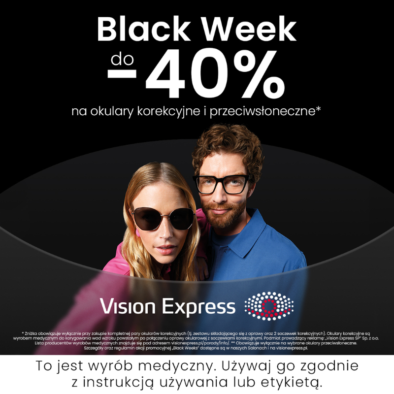 Podstawowa grafika wpisu:Black Week w Vision Express to tydzień wyjątkowych zniżek, na które warto było czekać cały rok!