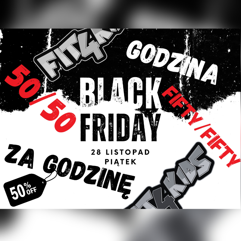 Podstawowa grafika wpisu:Black Friday: 50 / 50.