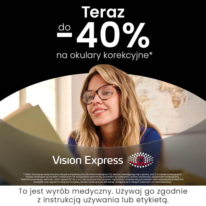 Podstawowa grafika wpisu:Vision Express – do 40% zniżki na okulary korekcyjne