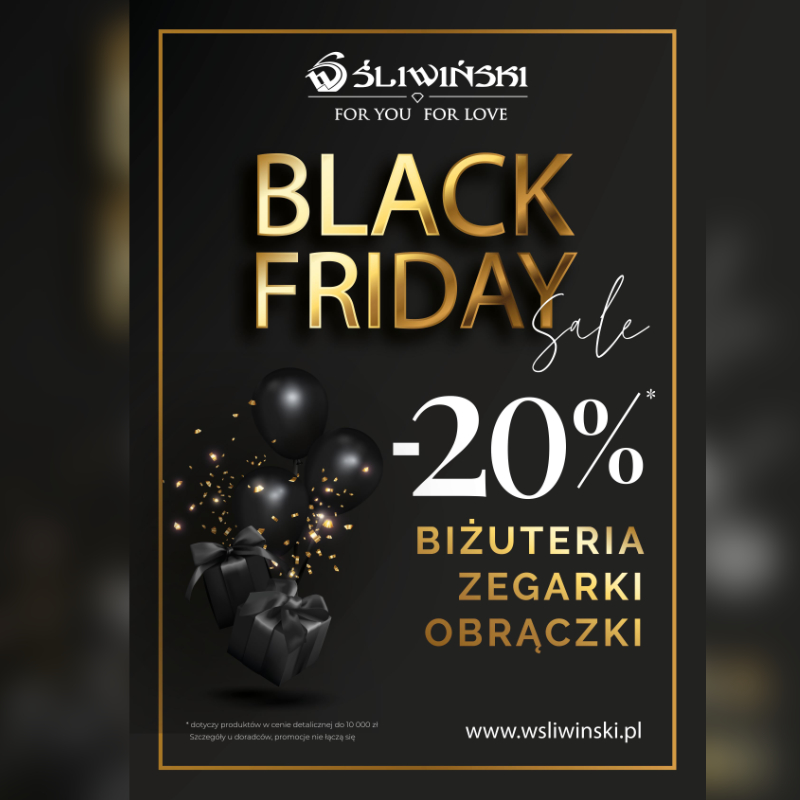 Podstawowa grafika wpisu:BLACK FRIDAY -20% biżuteria, zegarki, obrączki