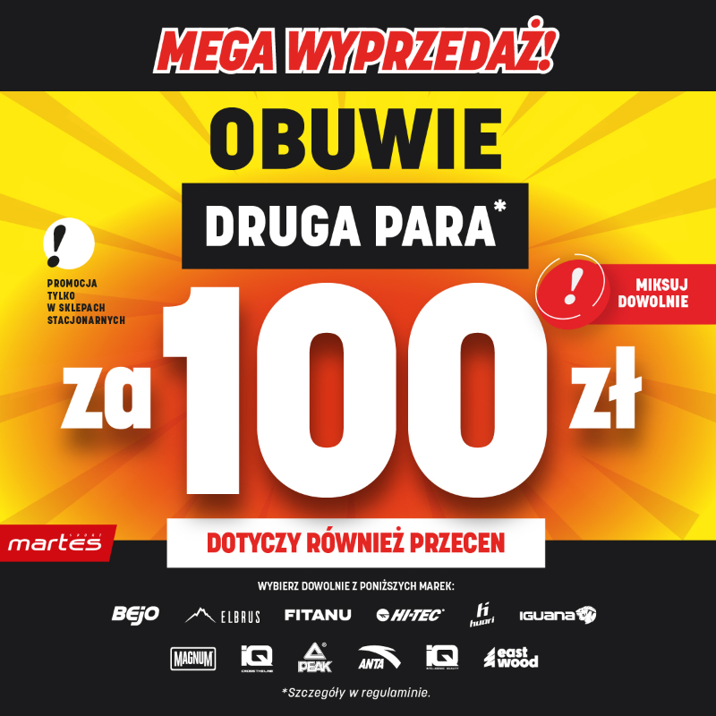 Podstawowa grafika wpisu:MEGA WYPRZEDAŻ NA OBUWIE – DRUGA PARA ZA 100 ZŁ!