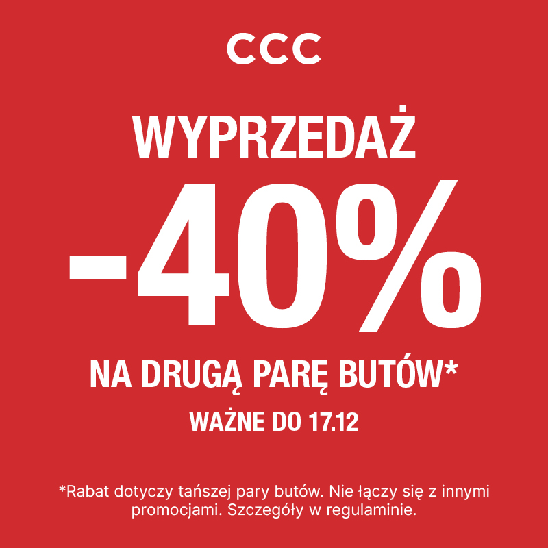 Podstawowa grafika wpisu:Wyprzedaż -40% NA DRUGĄ PARĘ BUTÓW