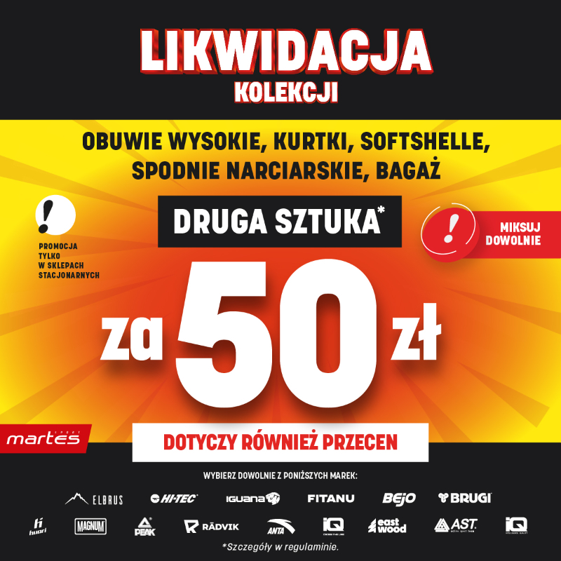 Podstawowa grafika wpisu:LIKWIDACJA KOLEKCJI – DRUGA SZTUKA ZA 50 ZŁ!