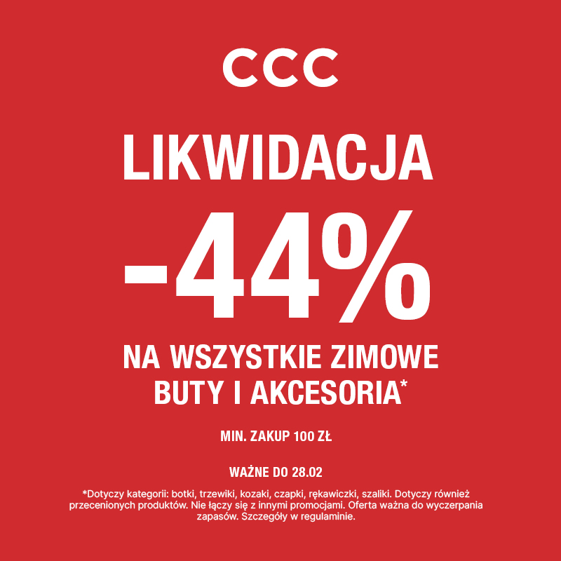 Podstawowa grafika wpisu:Likwidacja zimowej kolekcji!  – 44% na&nbsp;zimowe buty i&nbsp;akcesoria