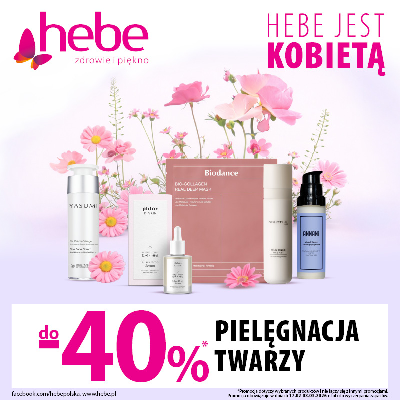 Podstawowa grafika wpisu:HEBE JEST KOBIETĄ-Pielęgnacja twarzy do&nbsp;– 40%