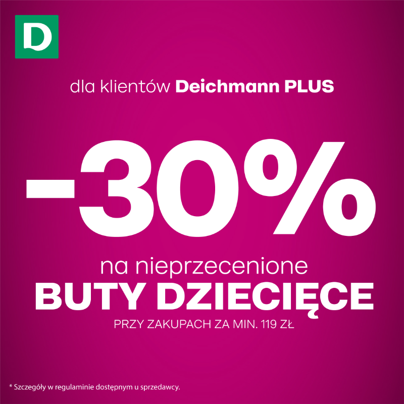 Podstawowa grafika wpisu:-30% na&nbsp;nieprzecenione buty dziecięce przy zakupach za&nbsp;min. 119 zł