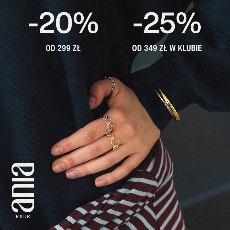 Podstawowa grafika wpisu:-20% od 299 zł lub -25% od 349 zł w Klubie!